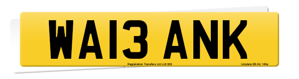 Registration number WA13 ANK